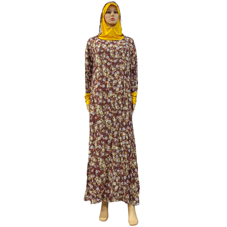 Factory Straight Cross-Border Hot Sales In The Middle East And The United States New Floral Retro Women's Worship Robes Double Hooded Robes Item Picture