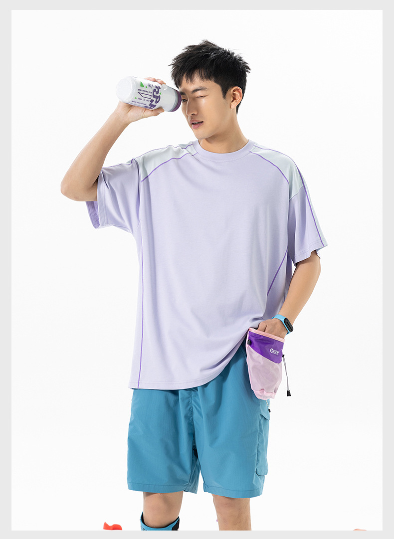 IZEXX潮牌吸汗速干运动t恤男夏季轻薄款宽松撞色短袖圆领凉感上衣详情23