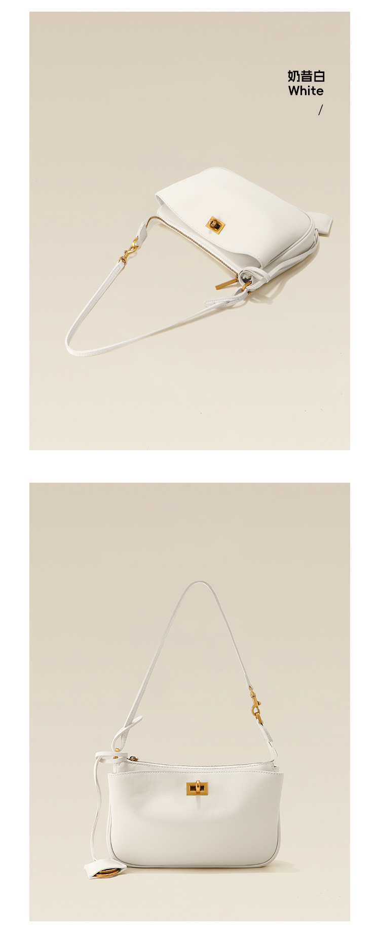 小众真皮麻将包女高级感手提包锁扣韩系拉链通勤大容量单肩斜挎包详情19