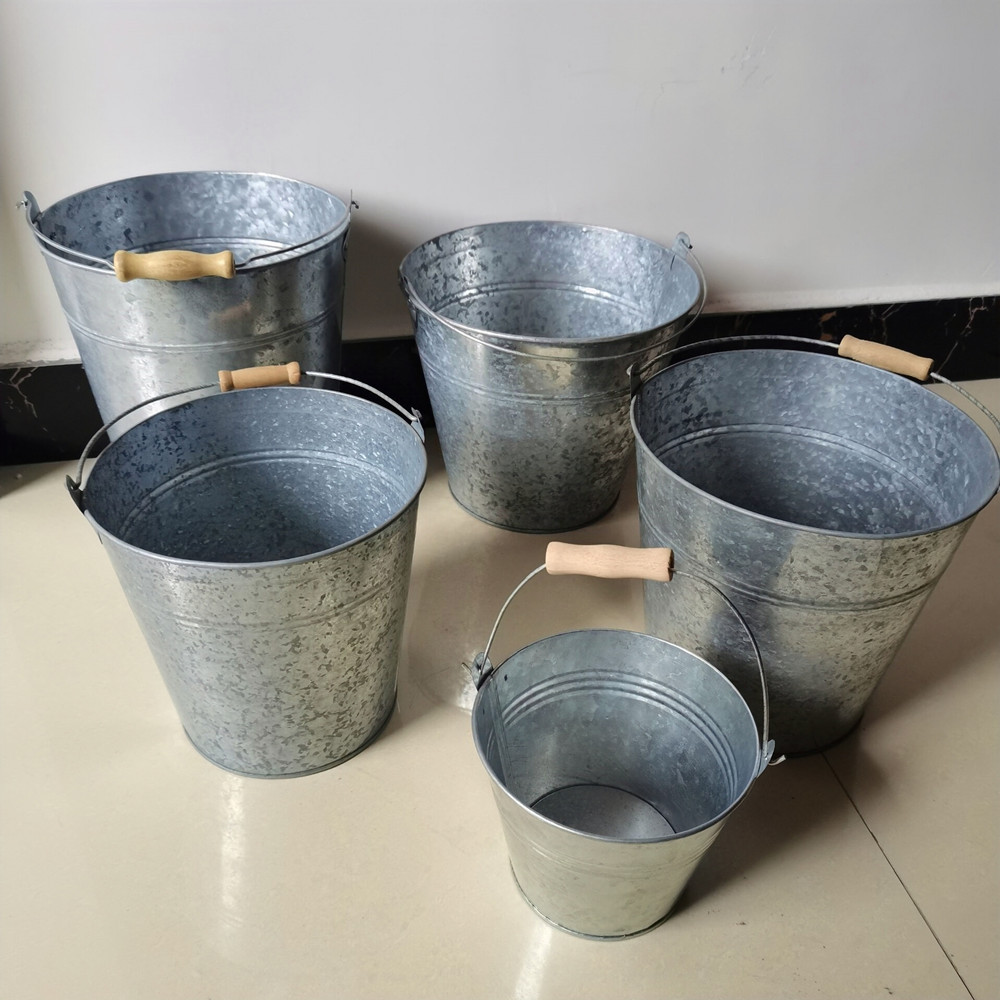 镀锌铁皮桶微景观创意做旧色铁皮桶 客厅收纳铁桶摆件装饰工艺品培城21