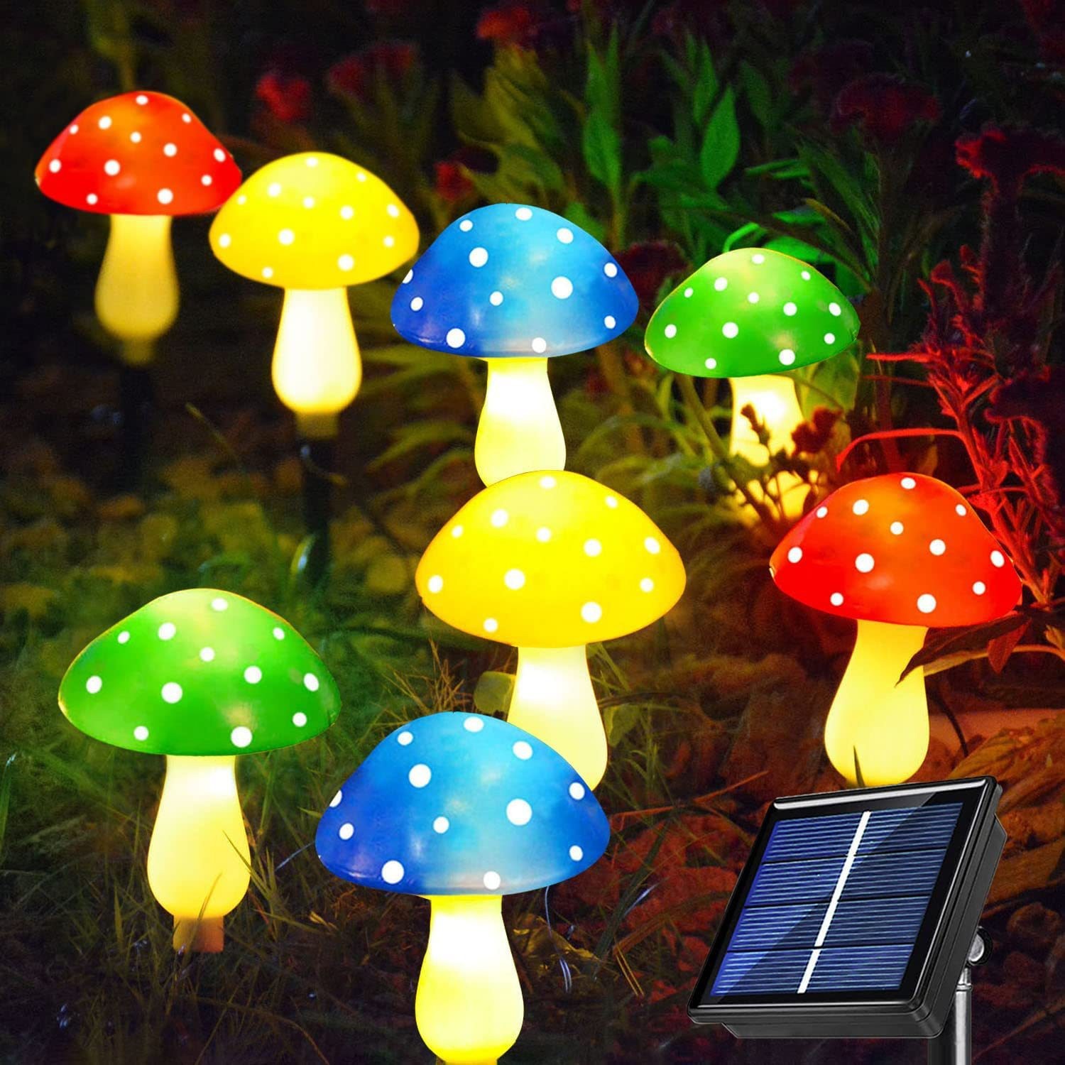 Mushroom field insert light, Easter outdoor waterproof LED crack mushroom eight-function decorative light, courtyard solar light Specification image