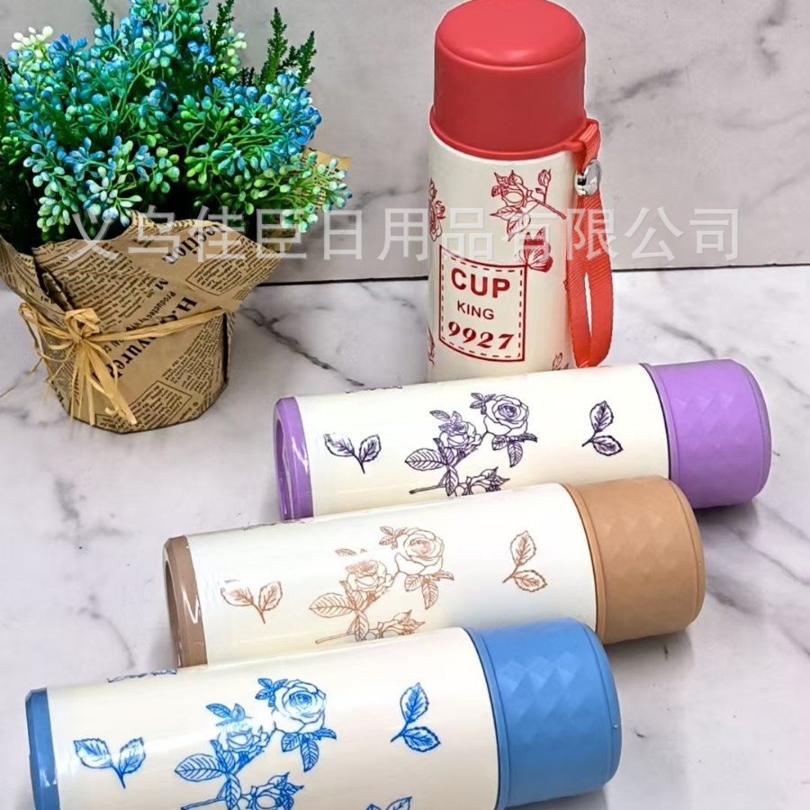 New type of glass cup with high appearance level, handle, new type of water cup, student outdoor portable patterned glass cup Specification drawing
