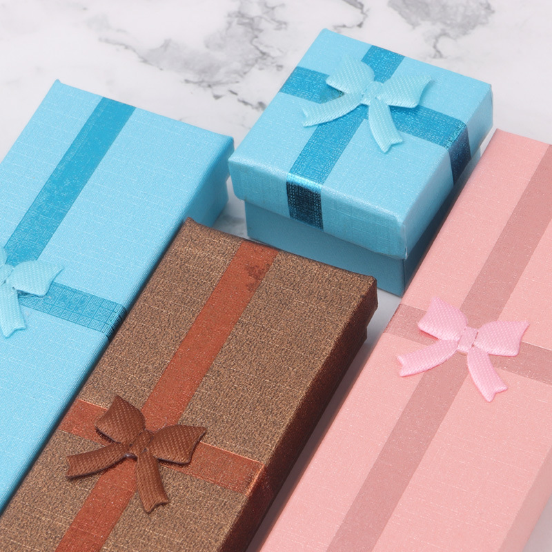 Korean Custom Mixed Color Bow Paper Ring Necklace Jewelry Packaging Display Storage Box Gifts Specification drawing