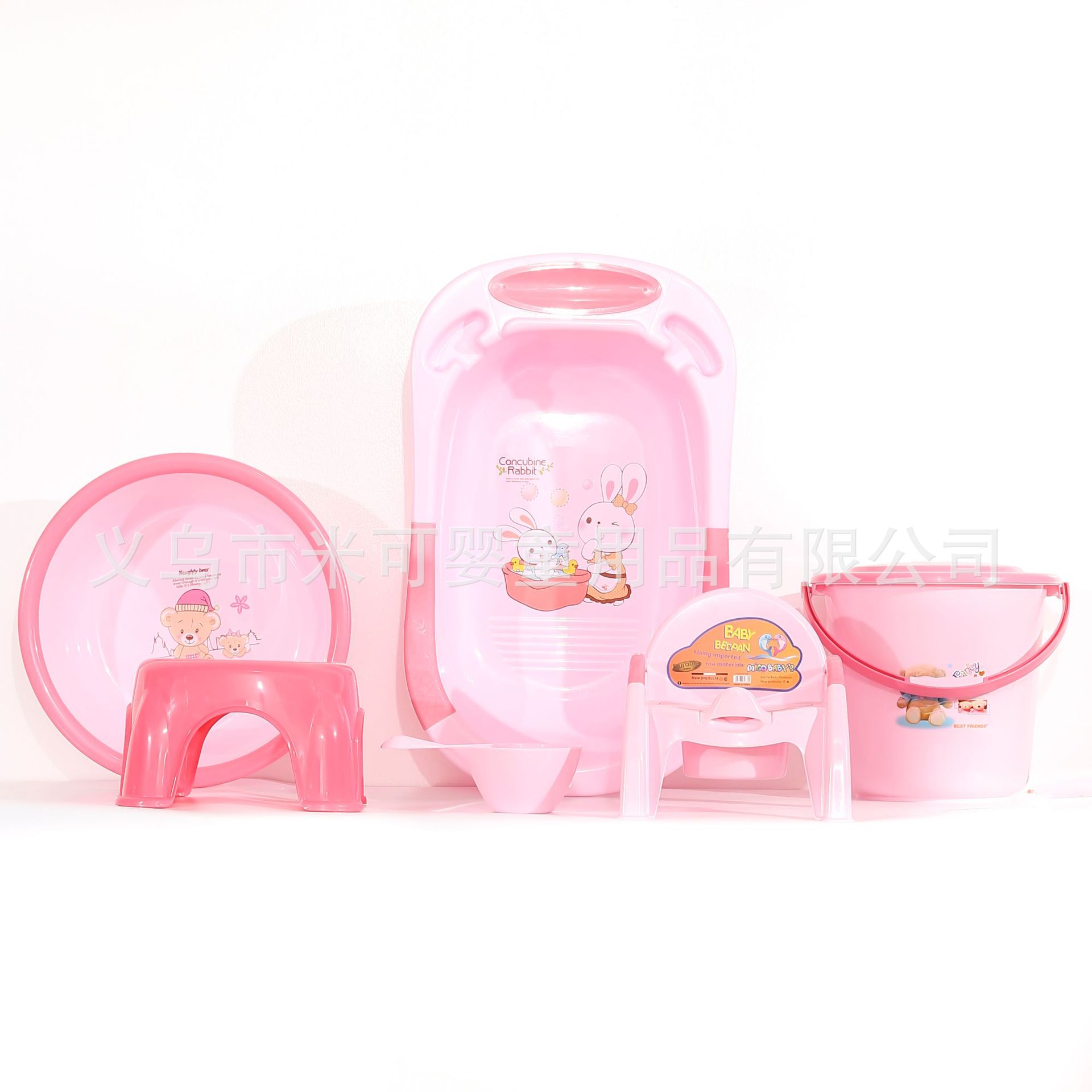 小兔子彩装大号水桶套装儿童浴盆套装