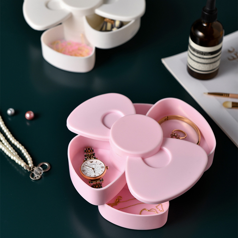 Rotating jewelry box desktop, multi-layer dust-proof jewelry, transparent plastic ABS storage box, jewelry necklace and accessory box Application Scenario
