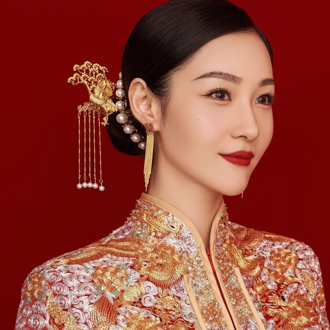 新娘秀禾头饰秀禾服古装结婚中式婚礼大气流苏凤冠步摇皇冠发饰女
