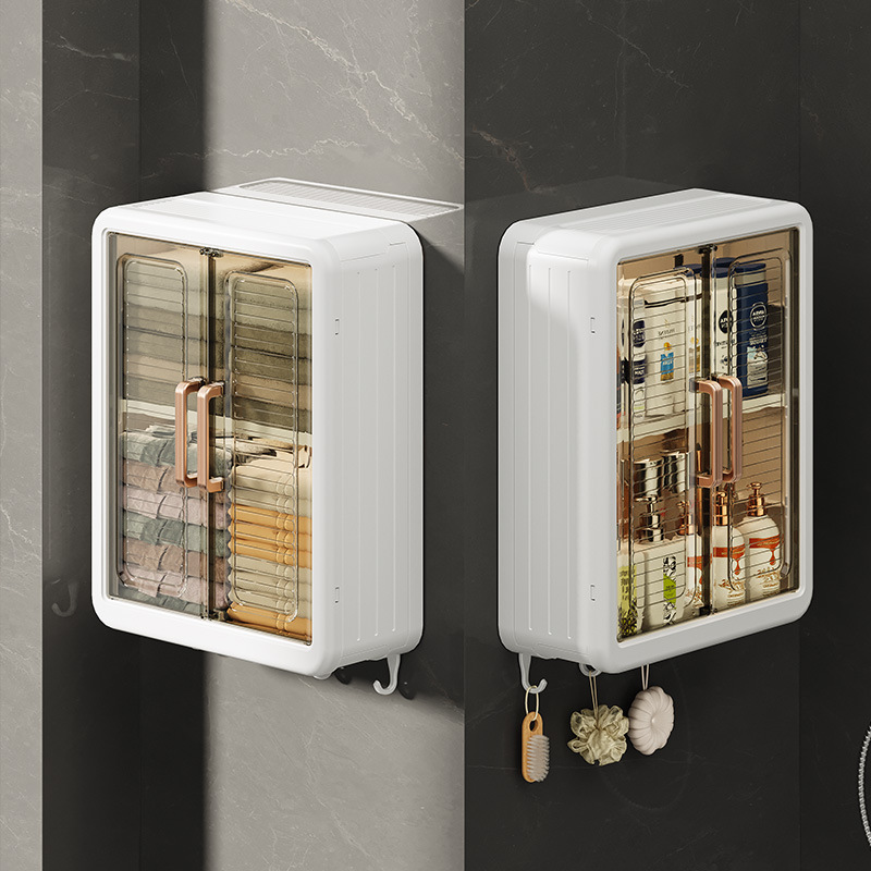 Bathroom Kitchen Storage Rack Bathroom Toilet Toiletries Over The Toilet Perforation-Free Wall Hanging Cosmetics Storage Cabinet Application Scenario