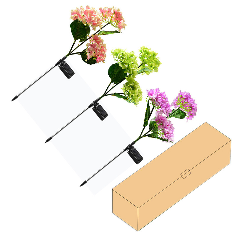 跨境新品太阳/绣球花草坪灯户外/太阳能地插灯白底实物图