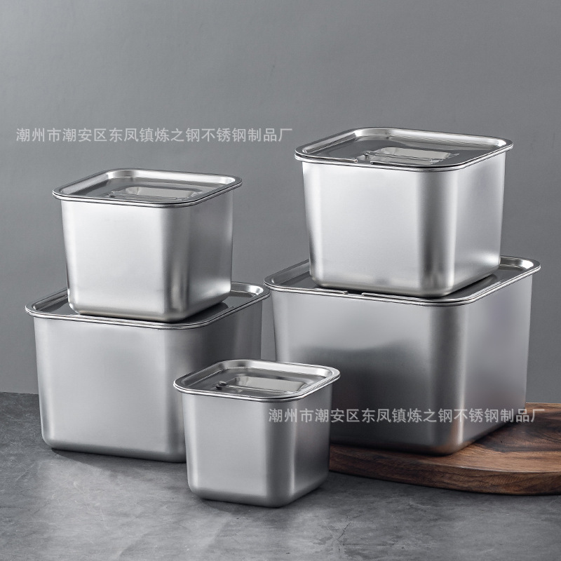 不锈钢方形味盅带盖厨房猪油盆商用佐料收纳调味罐火锅店调料盒