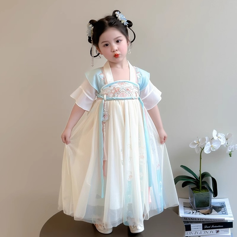المد -الفتيات HanFu اللباس Xia Zhuang 2025 الجديدة الـ YangQi الأنيقة النساء جنية الطفل فوق تنورة ستتمتعون رقيقة Ru الفقرة details Picture