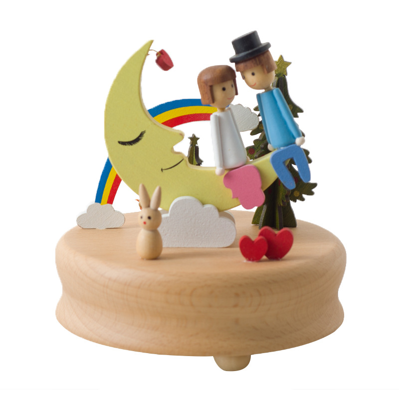 Cross-border creative manufacturer music box Valentine's Day small gift, birthday wooden handicraft music bell and music box in stock Item Picture