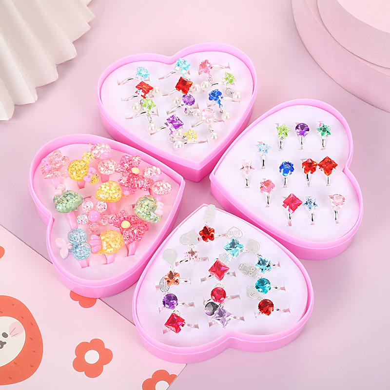 儿童可爱树脂宝石戒指 卡通糖果色小女孩公主首饰幼儿园礼品玩具图