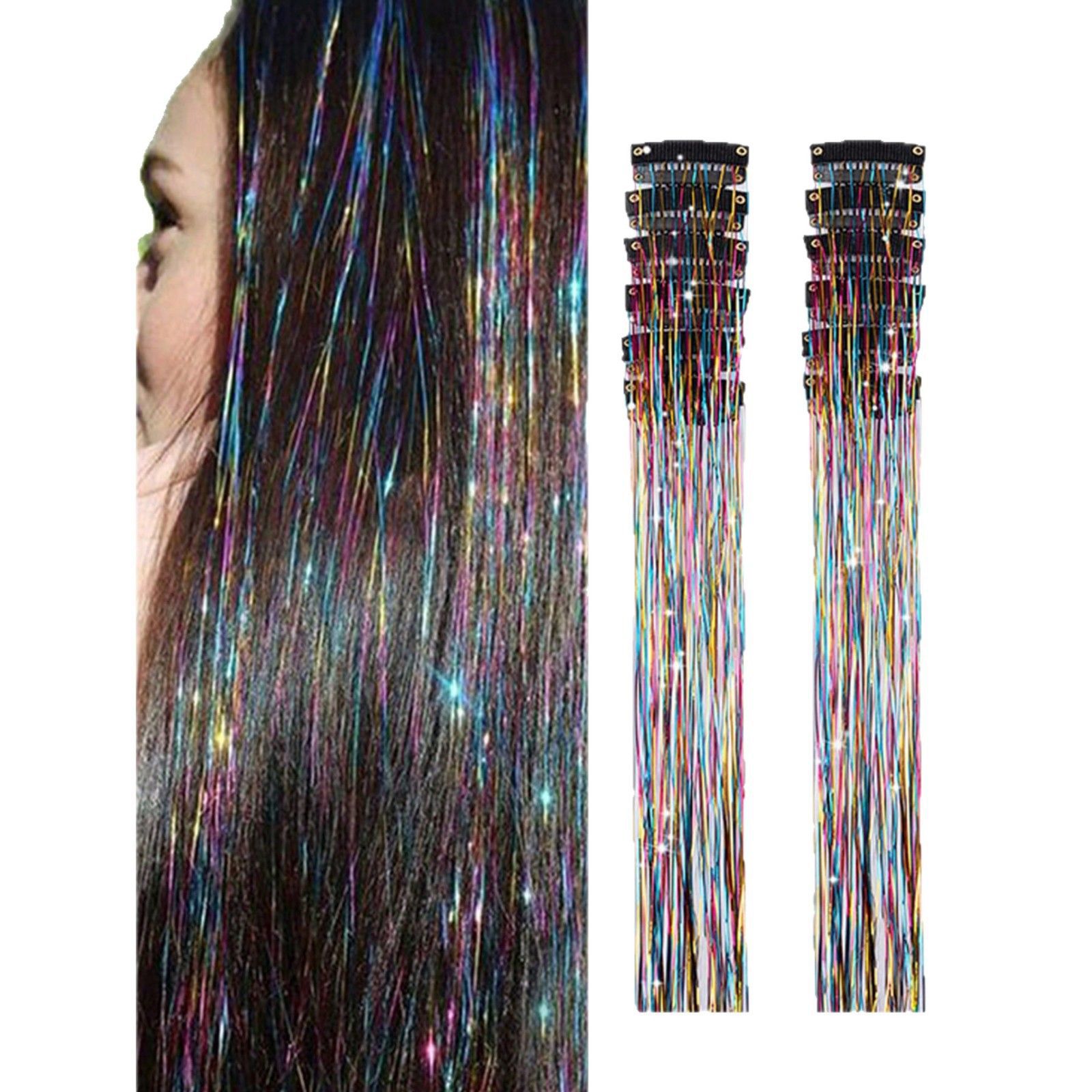Wig BB, hair clip, 12 pieces, laser gold thread, ribbon, straight hair wig, dyed hair, laser wig pic 1