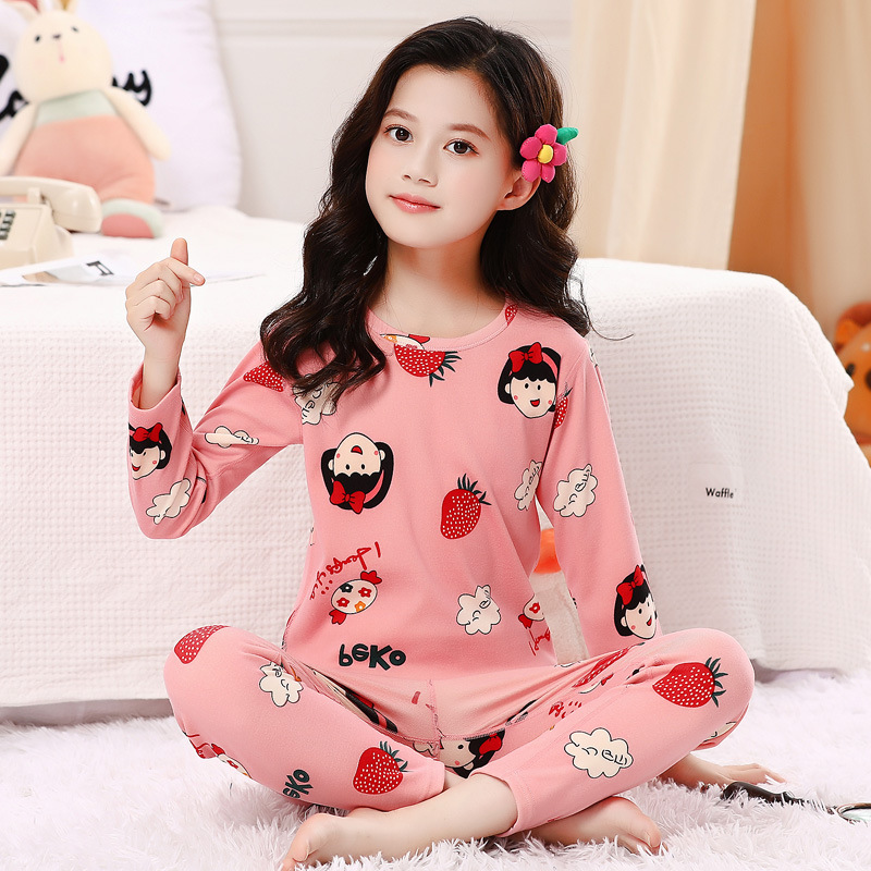 Children's cotton-like thermal underwear set, 22 styles of winter thickened cool silk cotton base layer for large children's long Johns and long pants details Picture