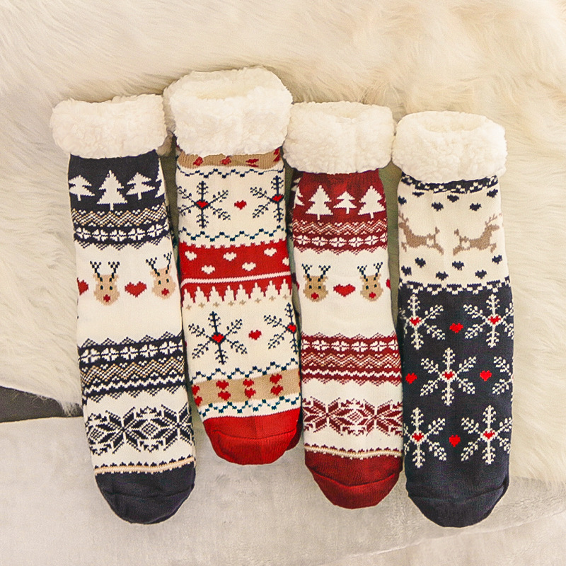 Cross-border Christmas floor socks, adult home sleep slippers, socks, leg covers, carpet socks, anti-slip women's snow socks, home sleep Application Scenario