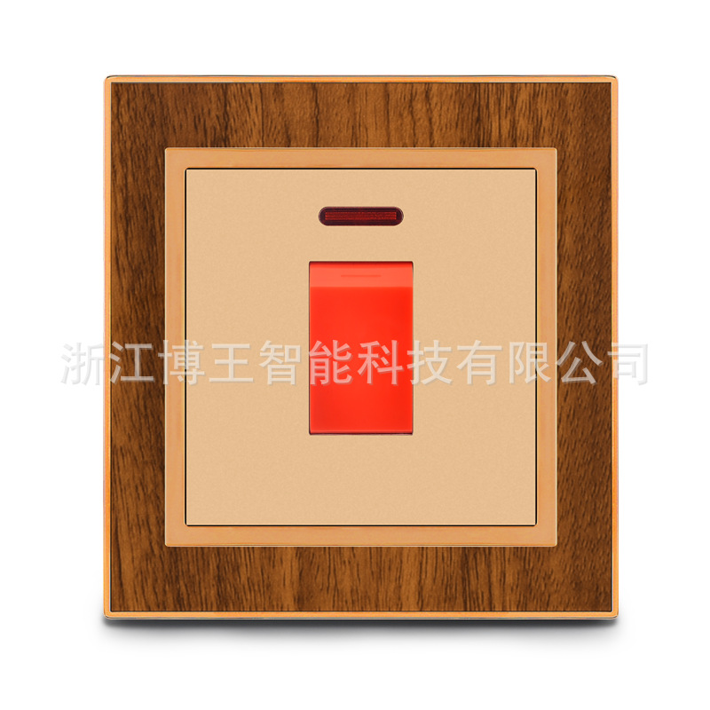 [Factory Direct Sales] Wall Switch A1 Series Acrylic Wood Grain 20A Water Heater Switch Southeast Asia Foreign Trade Specification drawing