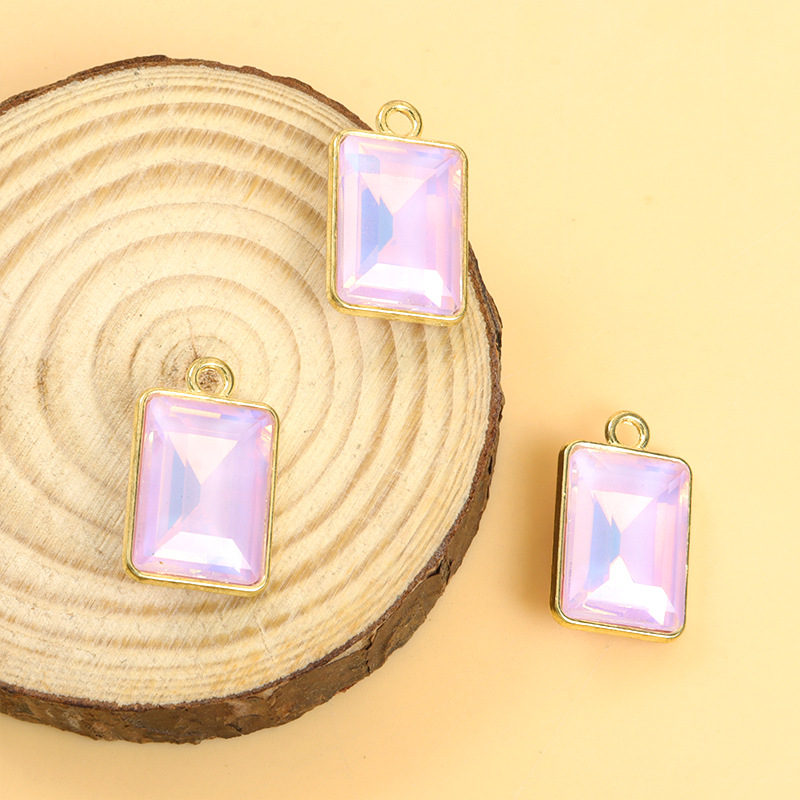 摩卡长方形玻璃水晶合金吊坠 马卡龙DIY饰品配件项链耳饰手链挂件详情8