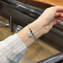 S925 Sterling silver Zhicaiyuan brand peace lock bead bracelet female simple Chinese style design adjustable bracelet