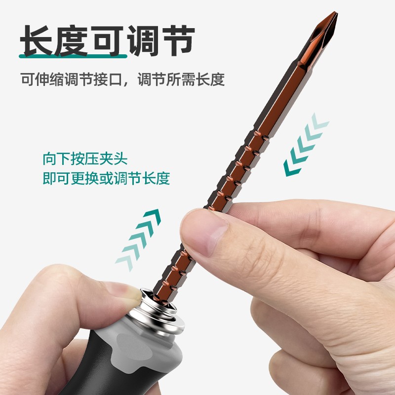 Anlixin dual-purpose screwdriver, flat-head cross industrial-grade screwdriver set, telescopic screwdriver, household double-head tools Specification image