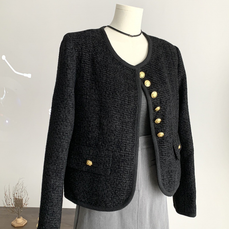 Styling Black Little Fragrance Short Coat