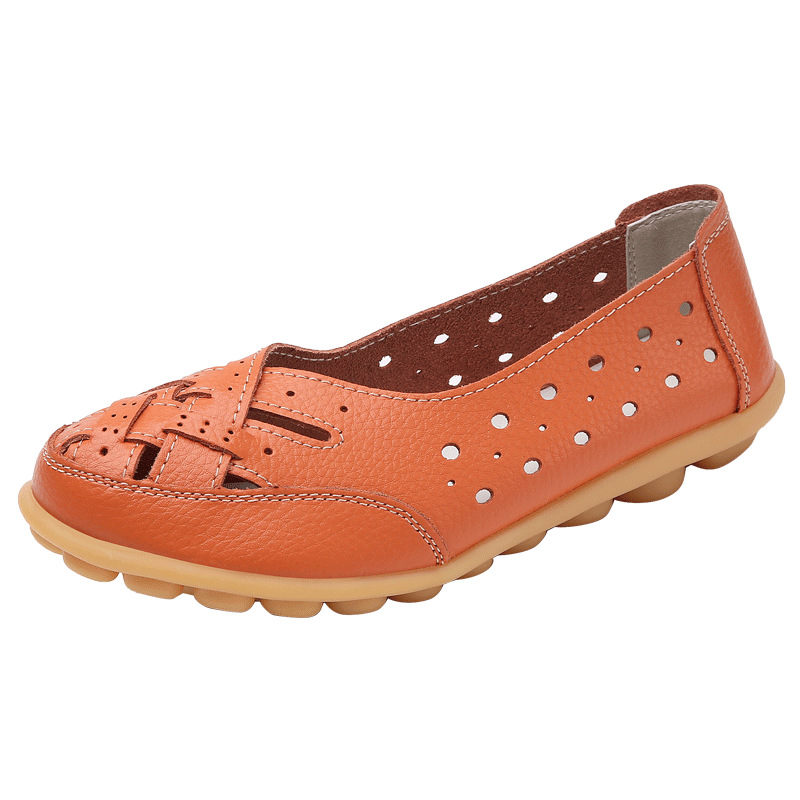 35-46 Large Size Bird's Nest Summer Women's Shoes Hollow Loafers Beef Tendon Sole Bean Women's Shoes Old Mother Shoes Item Picture
