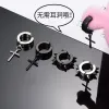 False ear studs, men's ear clips, women's earrings without ear holes, cross ear bone clips, cool dark style, trendy men's earrings without ear holes details Picture