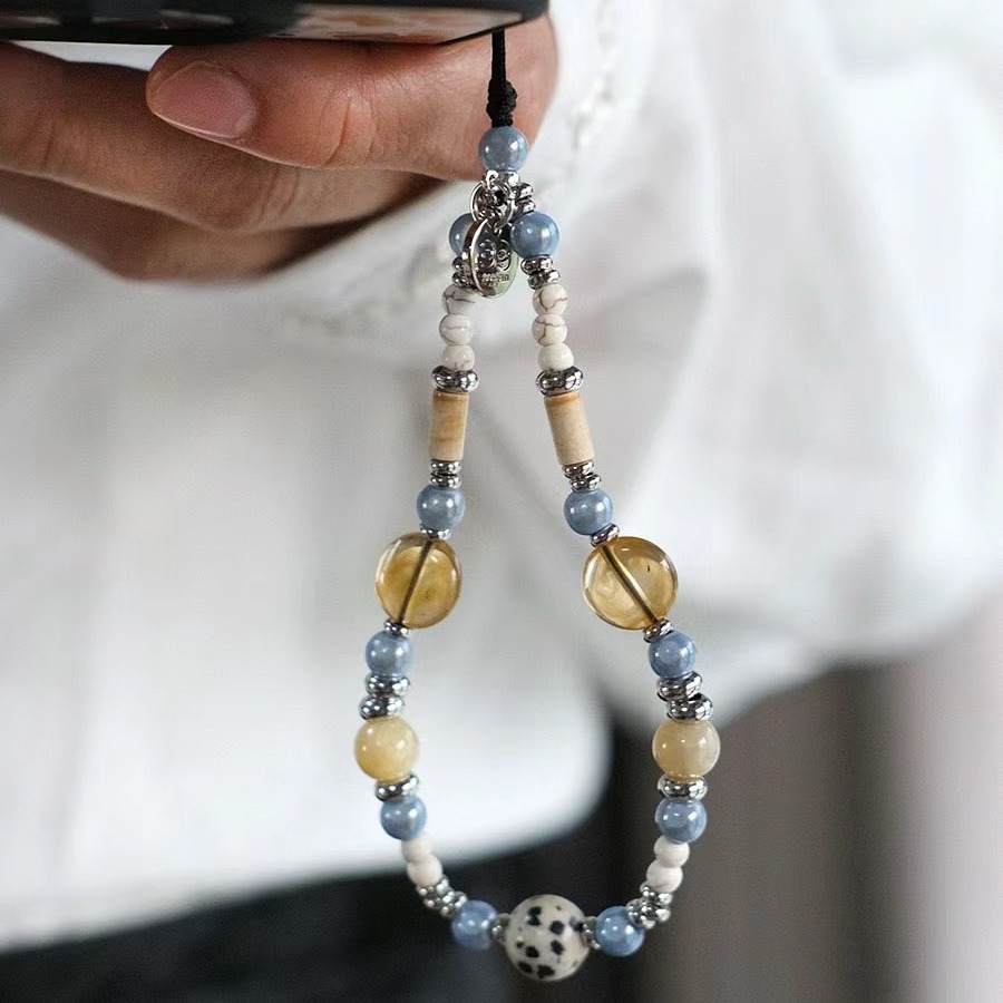 Persimmon Yellow Xianglong playing with beads, mobile phone chain, ccd anti-loss camera rope, hanging chain, decorative keychain Specification image