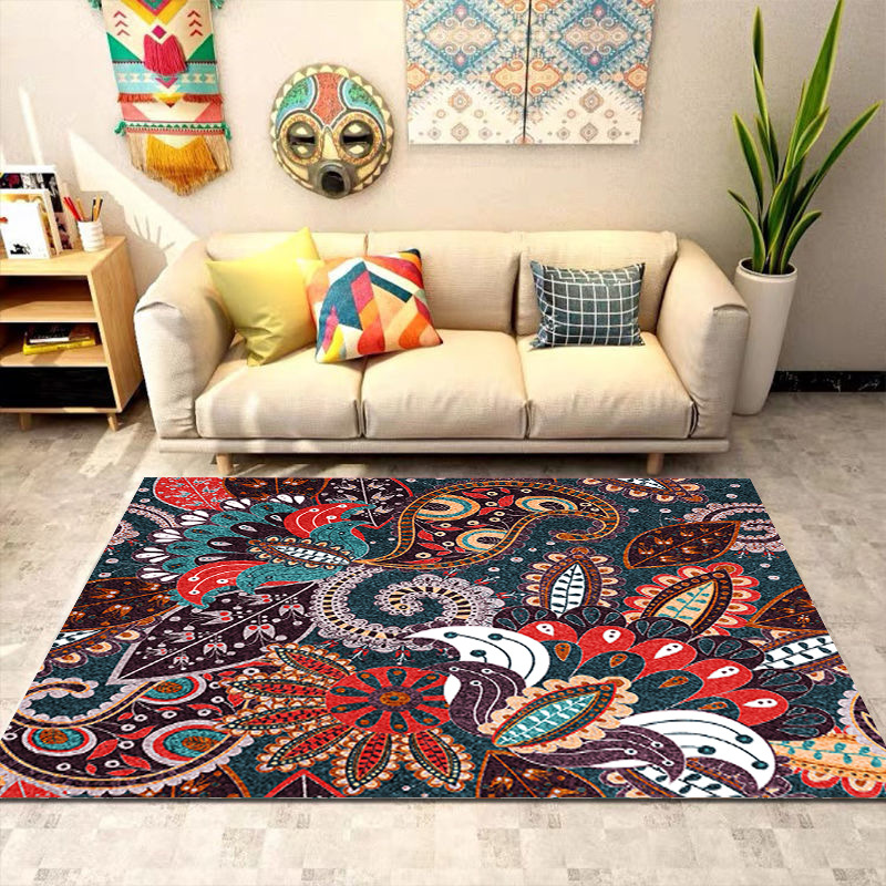 Moroccan National Style Carpet Floor Mat Living Room Coffee Table Blanket Large Area Bedroom Retro Bohemian Floor Mat Under Bed details Picture