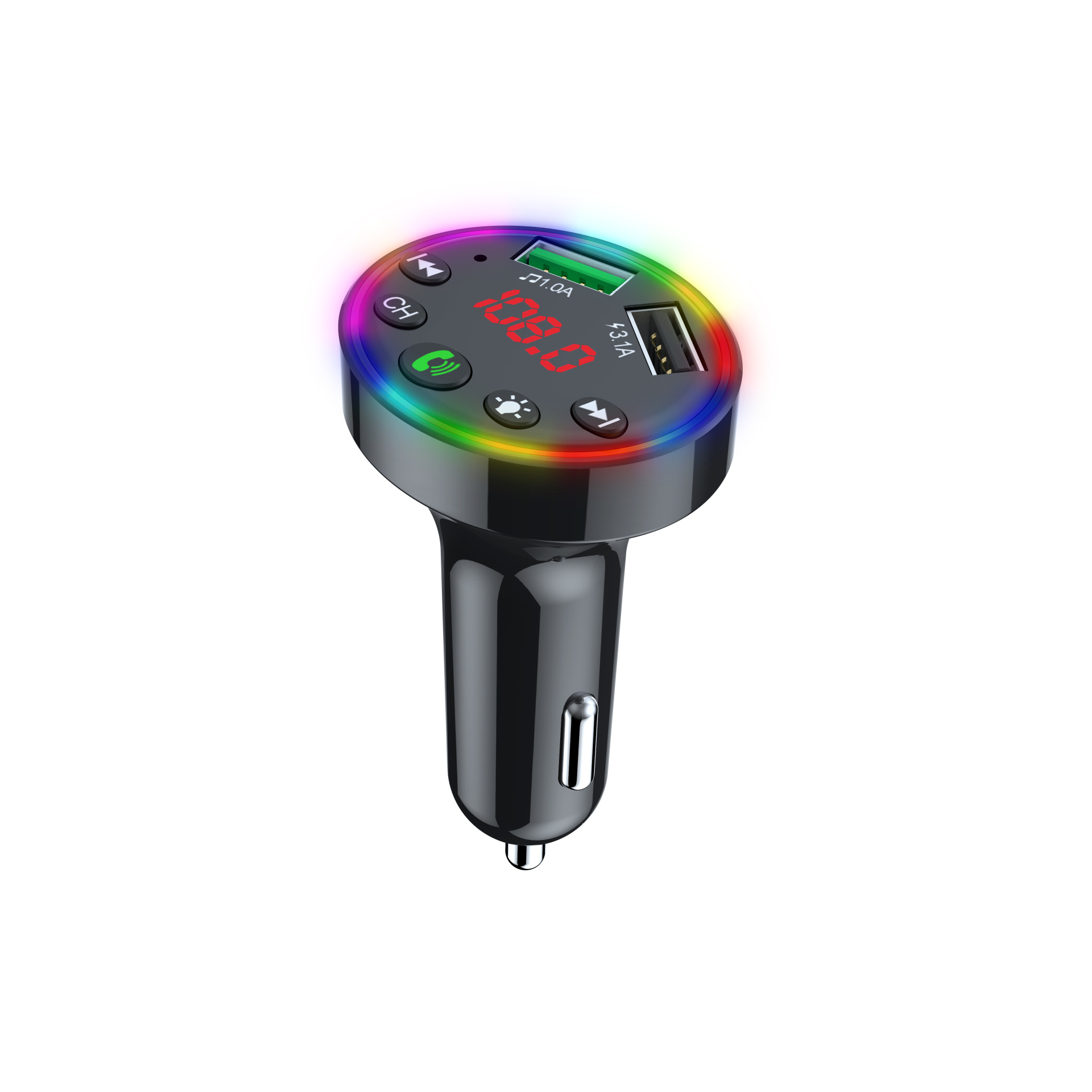 车载蓝牙MP3播放器 智能蓝牙5.0芯片 F9七彩氛围灯蓝牙车载MP3