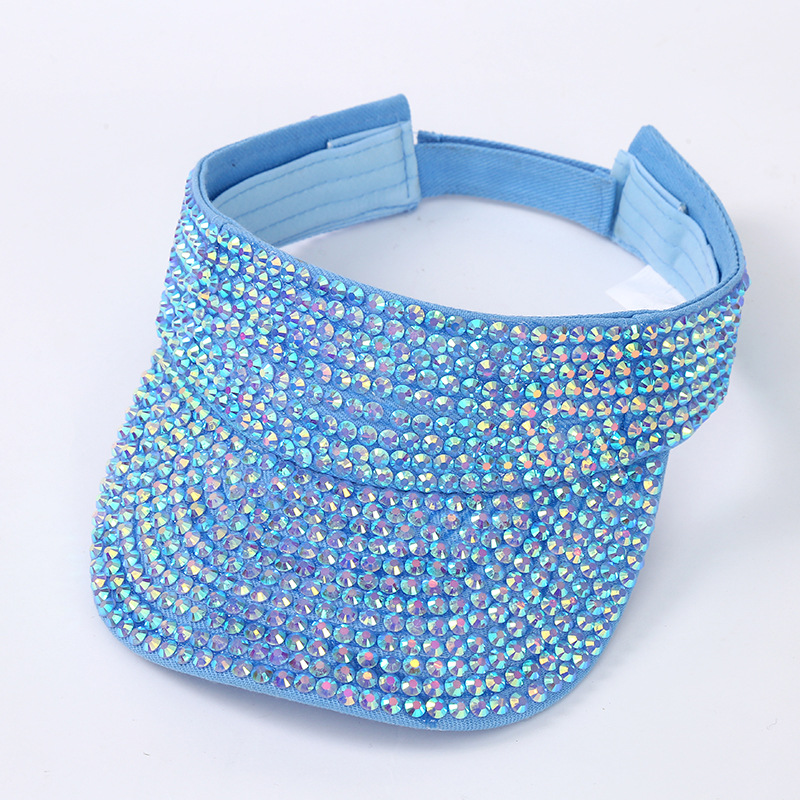 Wholesale of Amazon's trendy no-top caps, diamond-encrusted baseball caps, simple colored diamond sun hats, and sporty casual no-top caps details Picture