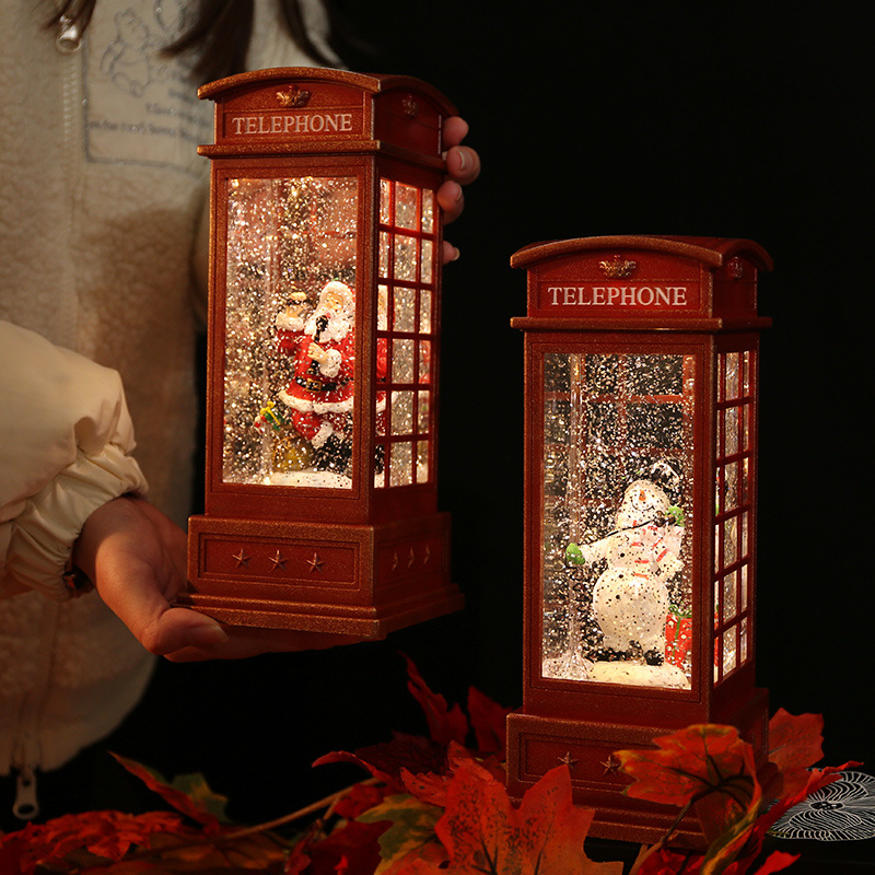 Christmas phone booth, Santa Claus, snowman decorations, snowflake ornaments, scene arrangement, children's birthday gifts Specification image