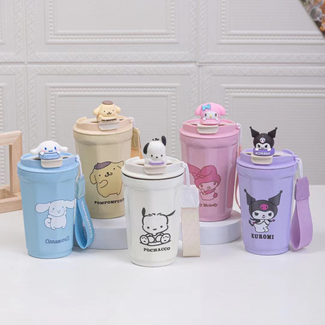 2024 Explosive High Appearance Level Doll Coffee Cup 304 Stainless Steel Large Capacity Thermos Cup Portable Handle Cup