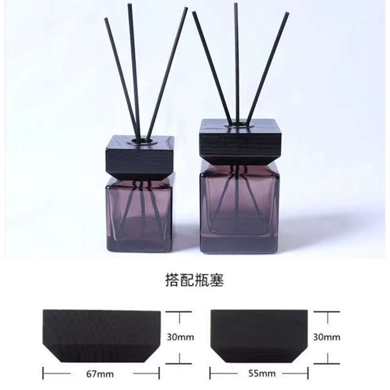 方形香薰瓶空瓶黑色木盖瓶花露水挥发藤条干花瓶摆件香水分装瓶子详情图4