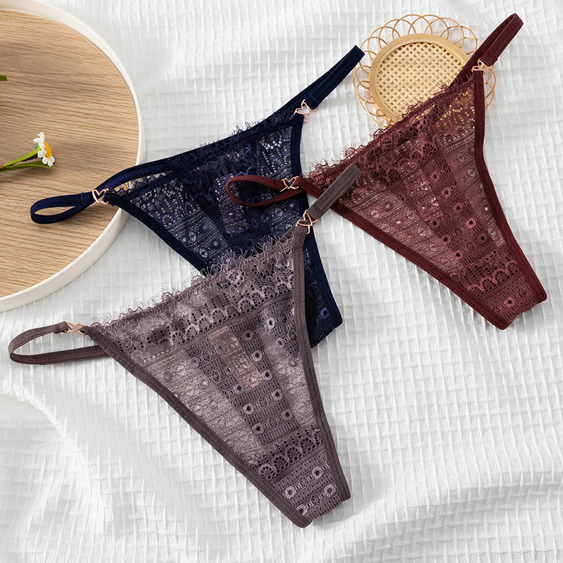 Sexy Lace Women's Underwear Sexy Women's Thong Thin Belt Low-Rise T Pants Transparent Light Soft Triangle Underwear details Picture