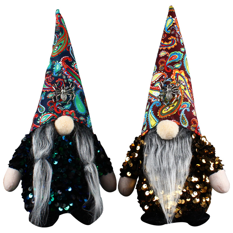 Hong Kong love cross-border Halloween faceless old man figure table decoration ghost festival sequin dwarf doll decoration props Item Picture