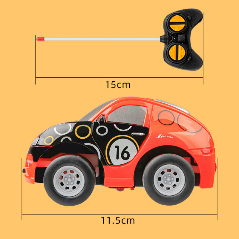 Mini cartoon electric remote control car, cute and fun four-way wireless remote control, children's racing competition drift, durable drop toy car Specification image