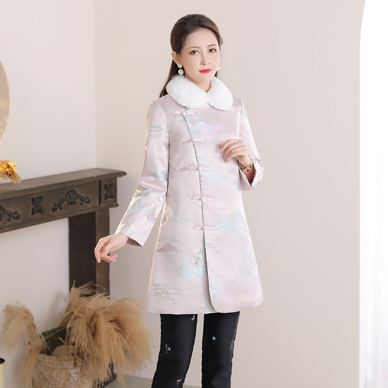 Winter Warm Improvement Cheongsam New Chinese Padded Padded Padded Padded Padded Padded Padded Padded Collar Women's Coat 230912 Specification drawing