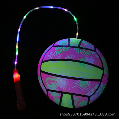 发光健身皮球闪光手提足球充气弹力球炫彩儿童玩具夜市地摊玩具球图