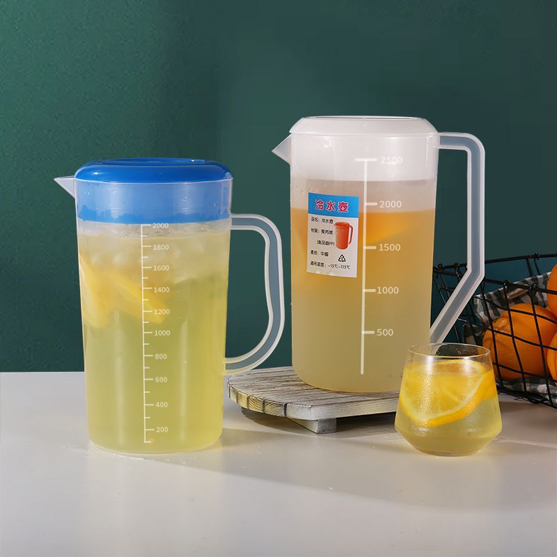 Large-capacity plastic cold water kettle, cooling water kettle, juice kettle, high-temperature resistant, milk tea shop with graduated measuring cup, restaurant tea kettle Specification image