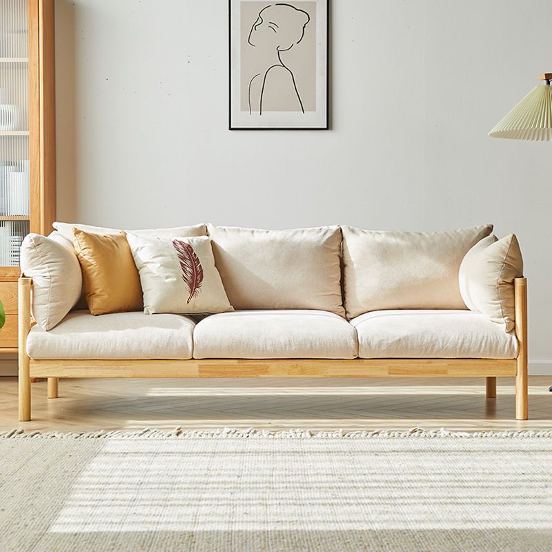 简约现代三人位布艺沙发可拆洗日式实木沙发原木风客厅小户型北欧细节图