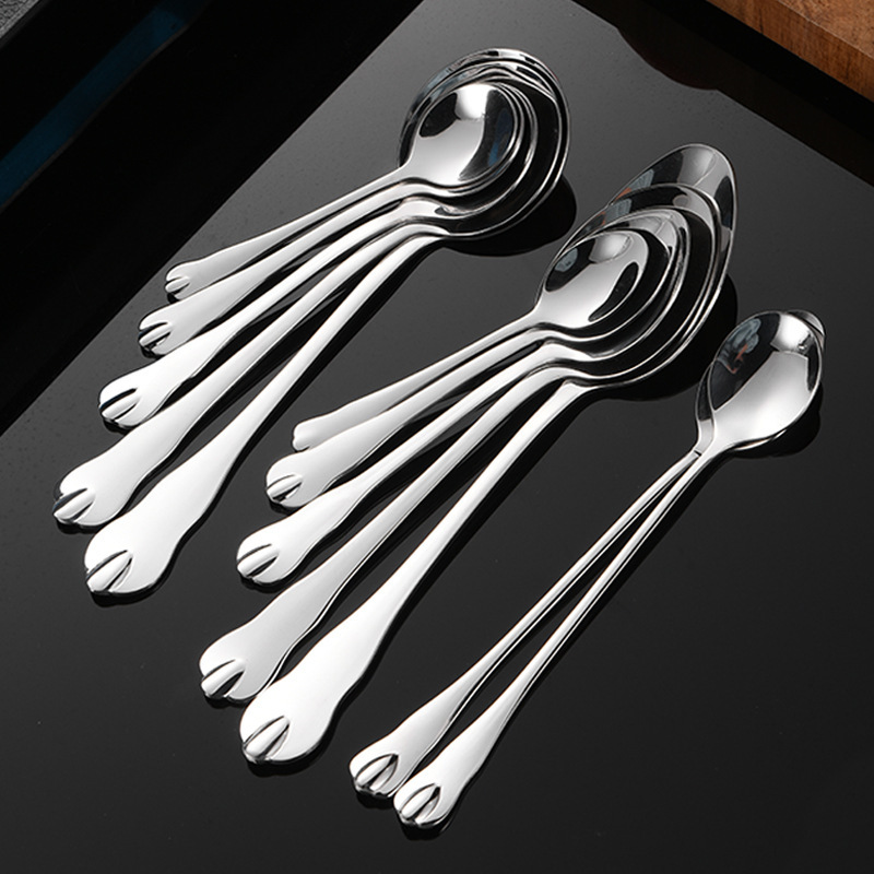 Stainless steel tableware set, long-handled stirring spoon, small spoon, dessert coffee spoon, creative ice spoon, dessert honey spoon details Picture
