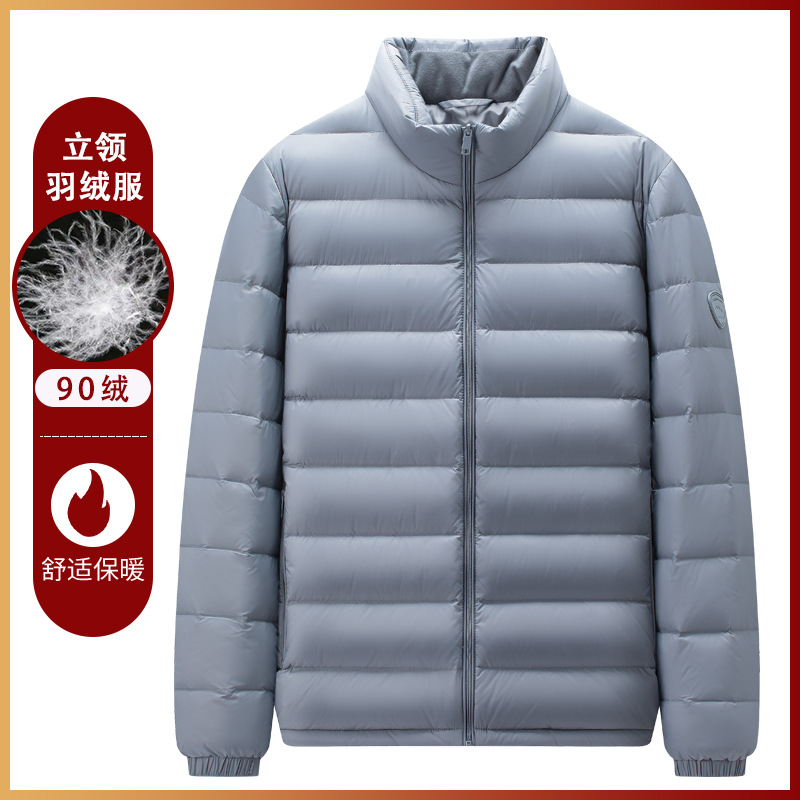 Men's stand-up collar light down jacket 2025 Autumn and winter new style middle-aged urban solid color versatile duck down warm coat Specification image