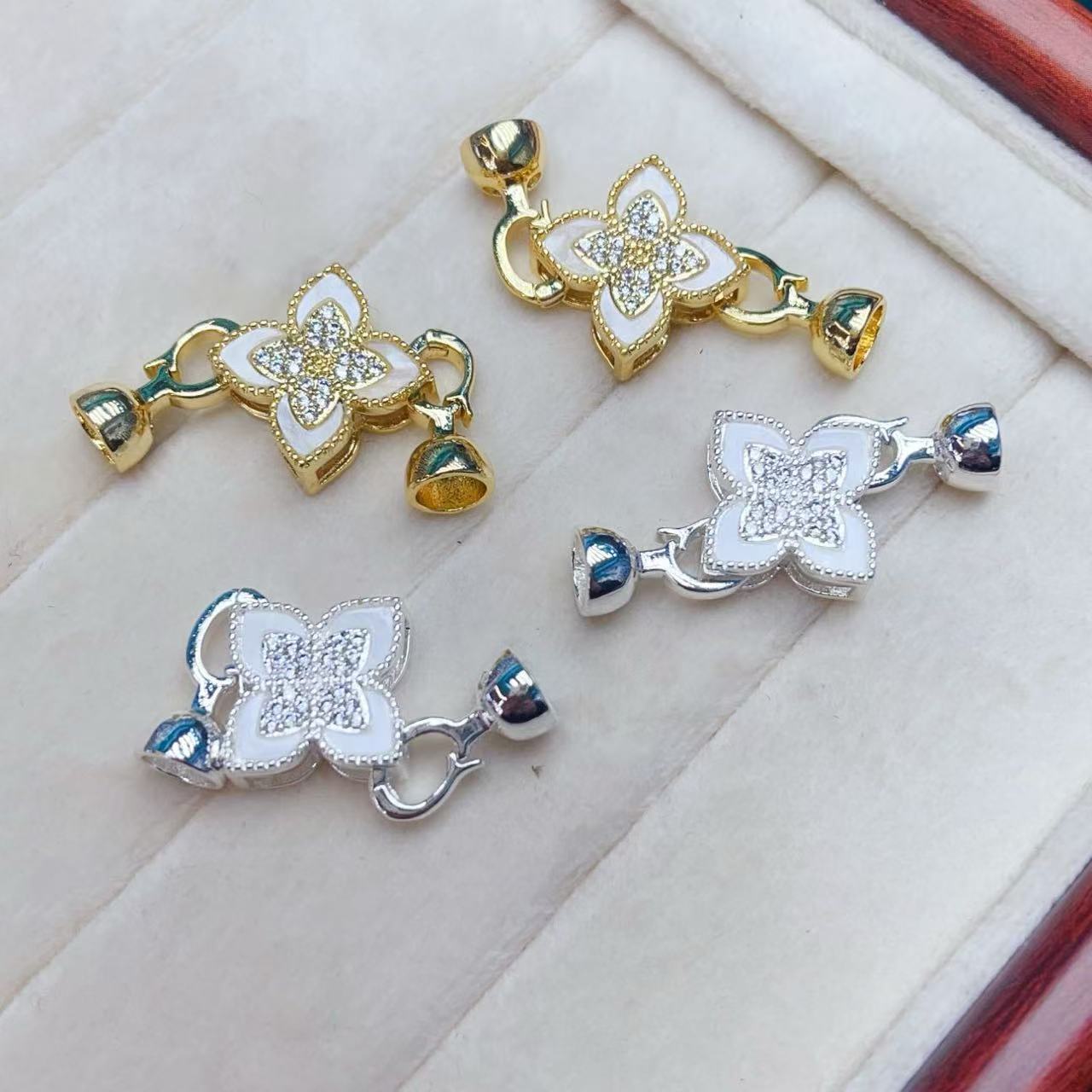 Copper-plated 18K gold with strong color retention four-leaf clover necklace, clasp, pearl clasp, bracelet clasp, end clasp, link clasp, diy accessories Application Scenario