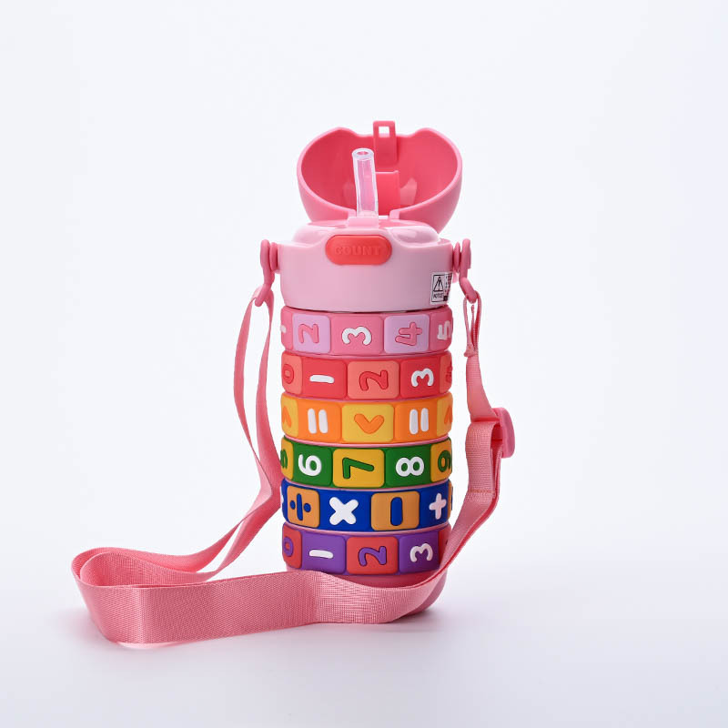 Stainless Steel Children's Efun Thermos Cup Rotating Puzzle Fun Children's Water Cup With Straws Students Fashion Personality details Picture