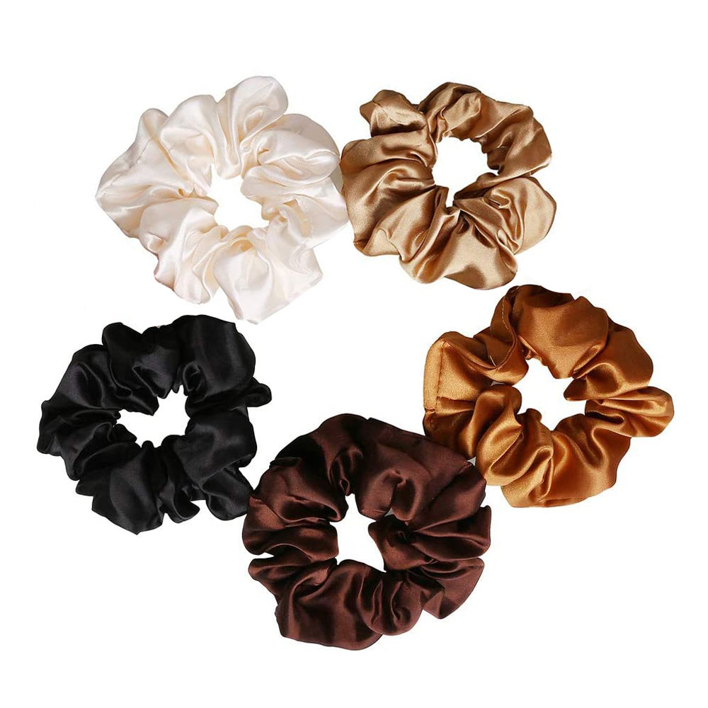 This is a popular cross-border bestseller in Europe and America. It features a high-end satin color and a milk coffee style hair tie for autumn and winter Item Picture