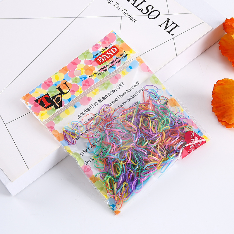 The New Hot Color Disposable Rubber Band Children's Hair Elastic Band Tpu Bag Hair Band Does Not Hurt Hair Headwear Specification drawing
