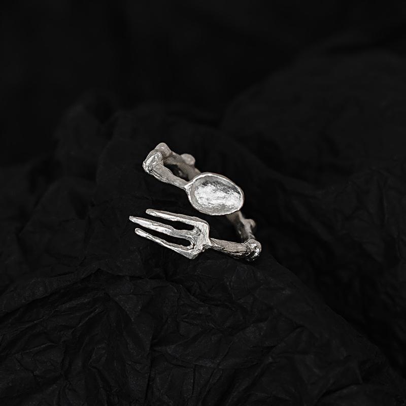 Gu Tai: "Save the Flowers Project" Vintage tableware rings, forks, spoons, plain rings, simple design, Fresh and clean Specification drawing
