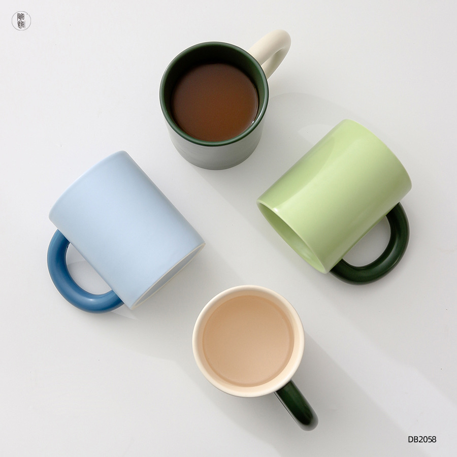ins ceramic mug Nordic simple wind ceramic cup solid color custom logo creative splicing color water cup details Picture