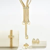 A new cross-border simple and fresh necklace and earring set, featuring a diamond-encrusted niche design, collarbone chain and versatile index finger ring Specification image