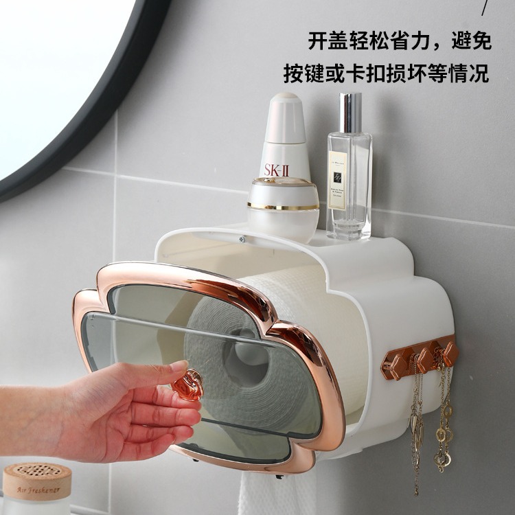Face towel storage box, wall-mounted bathroom disposable face towel rack, non-perforated cotton pad tissue box